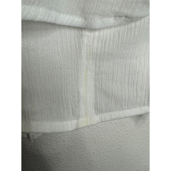 Aerie XL Tie Front Cropped Tank Top White Smocked Sleeveless V-Neck NWT - Picture 4 of 11